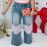 Women's Blue And Pink Jeans